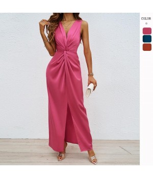 Wholesale women's clothing new arrival 2024 summer women fashion sexy sleeveless long dress holiday dress woman